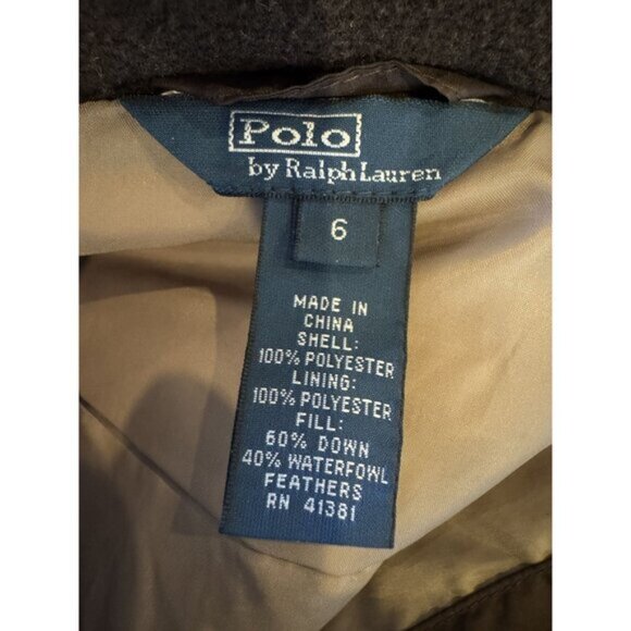 Polo Ralph Lauren Jacket Boys 6 Brown Ripstop Down Hooded Puffer Coat Outdoor‎ - Picture 10 of 15